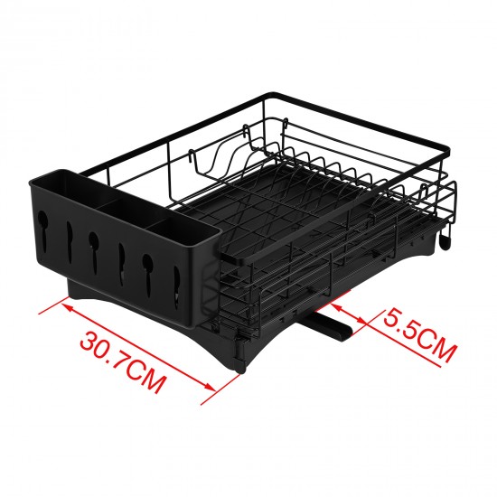 Expandable Dish Bowl Storage Rack Sink Drainer Kitchen Plate Drying Holder Black
